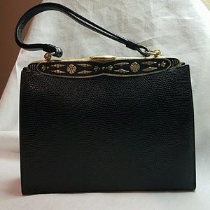 Vintage Triangle New York USA Black Faux Lizard Le